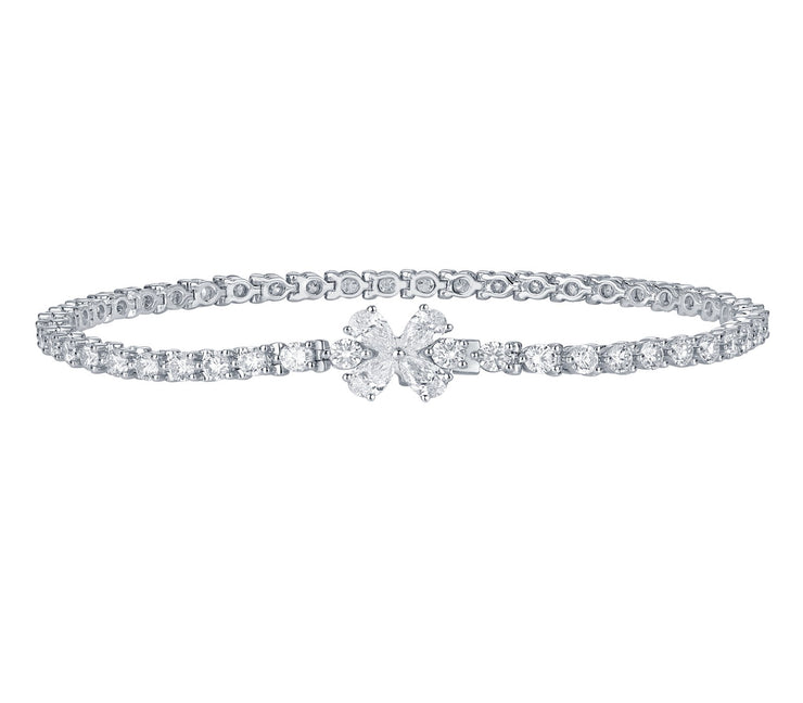 FLOWER CLASP DIAMOND TENNIS BRACELET - 5 TCW