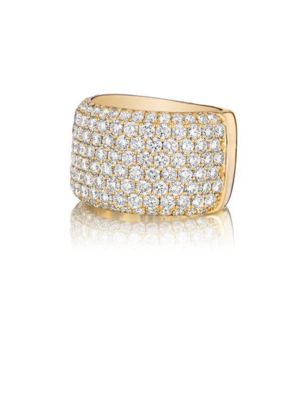 HENRI DAUSSI - YELLOW GOLD PAVE DIAMOND WIDE BAND