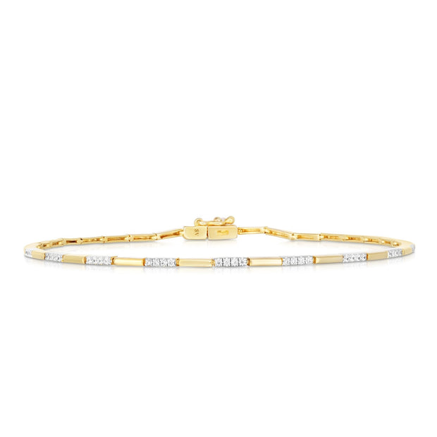 URBAETIS - DIAMOND & GOLD BAR TENNIS BRACELET