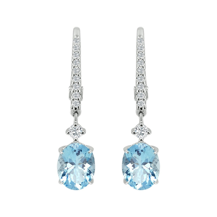 AQUAMARINE & DIAMOND DANGLE EARRINGS