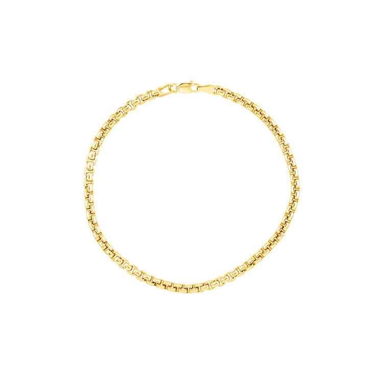 YELLOW GOLD ROUND BOX BRACELET 8.5"