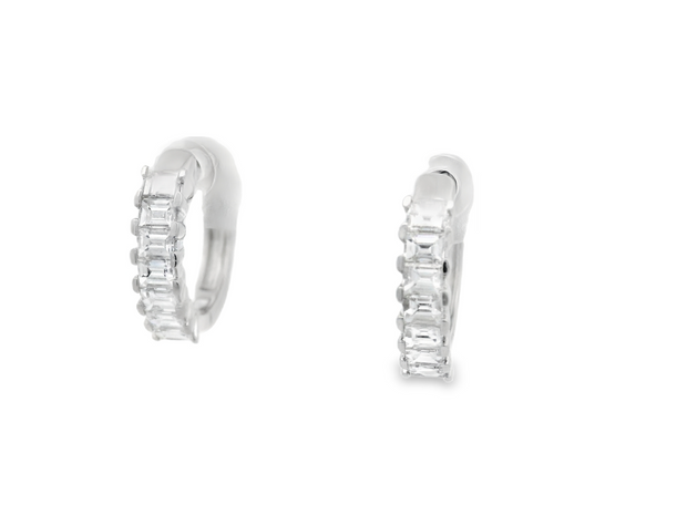 Baguette Diamond Huggie Hoop Earrings