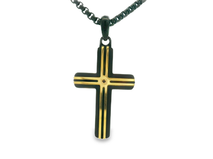 BLACK & GOLD CROSS PENDANT