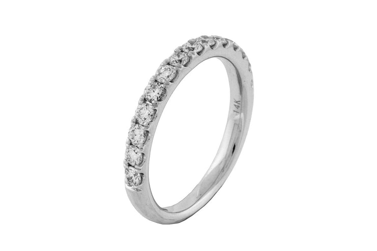 WHITE GOLD PRONG SET WEDDING BAND (.65CTTW)