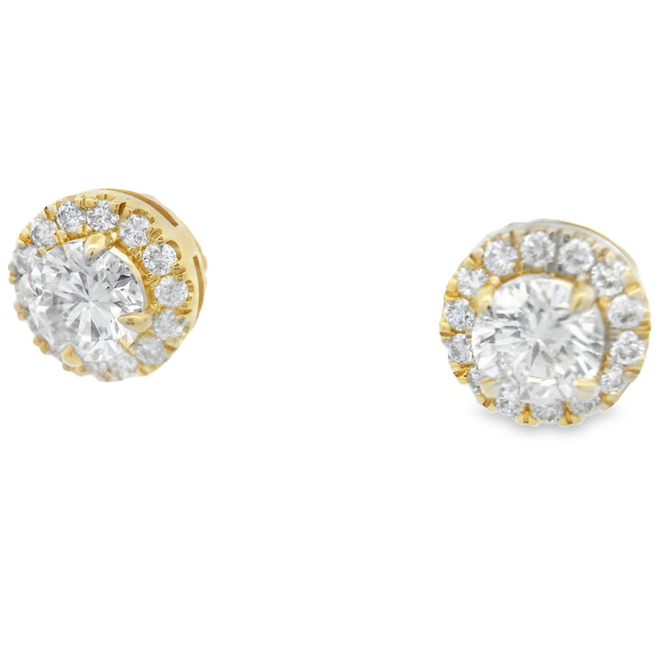 DIAMOND HALO POST EARRINGS - 1 CT