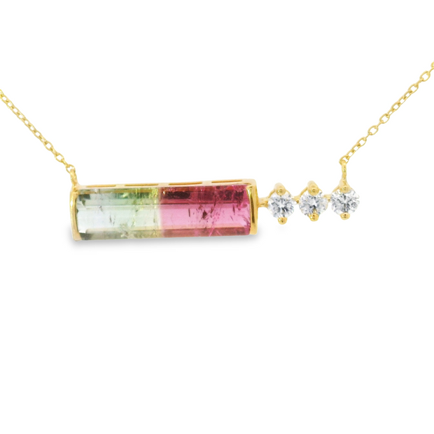 WATERMELON TOURMALINE & DIAMOND NECKLACE