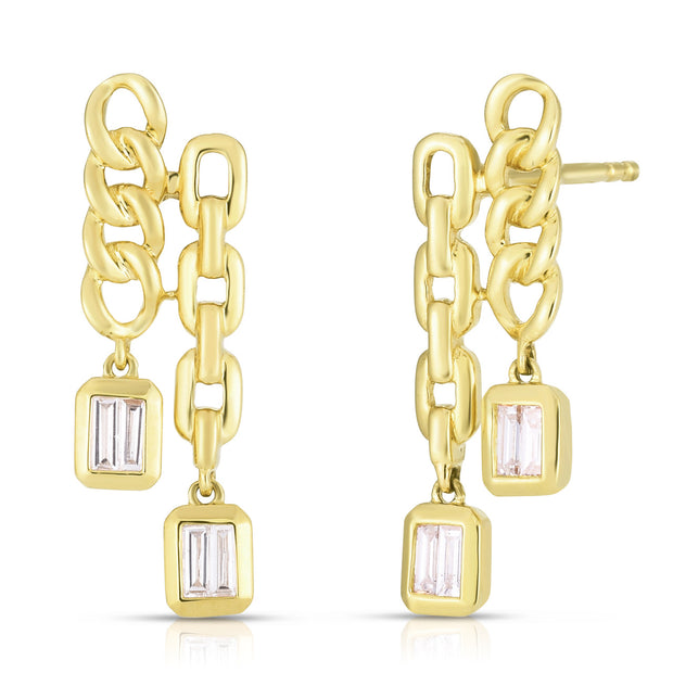 URBAETIS - DIAMOND DANGLE CHAIN EARRINGS