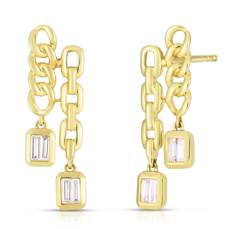 URBAETIS - DIAMOND DANGLE CHAIN EARRINGS