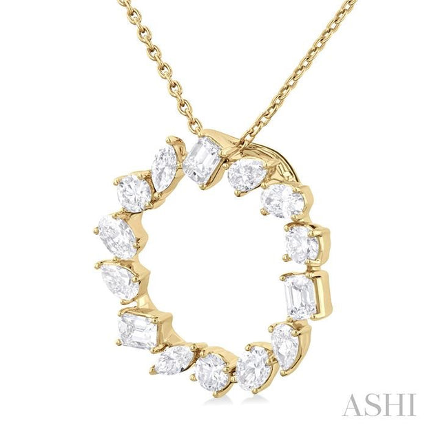 ASHI - MULTI SHAPE DIAMOND CIRCLE PENDANT