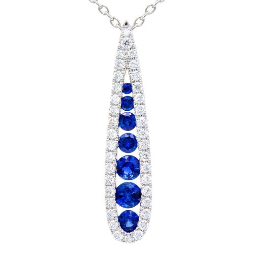 SAPPHIRE & DIAMOND RAINDROP PENDANT