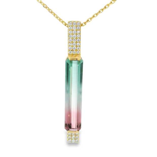 WATERMELON TOURMALINE & DIAMOND NECKLACE