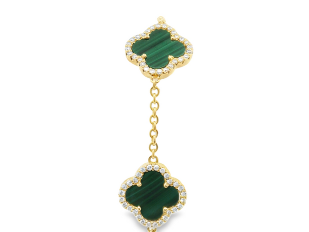 Malachite & Diamond Clover Bracelet