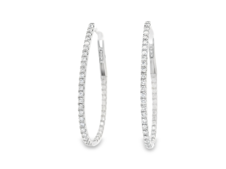 TEARDROP SHAPE DIAMOND IN & OUT HOOP EARRINGS - 1 1/2 CT