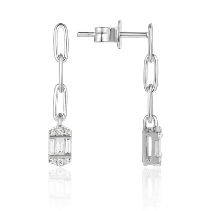 LUVENTE - CHAIN LINK DIAMOND DANGLE EARRINGS