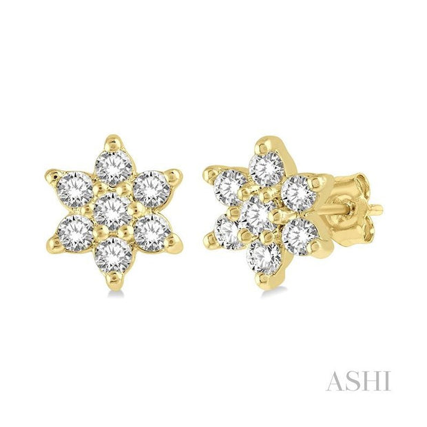 ASHI - DIAMOND FLOWER STUD EARRINGS