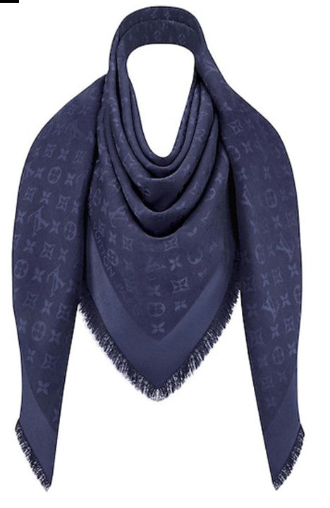 LOUIS VUITTON NAVY SILK SHAWL