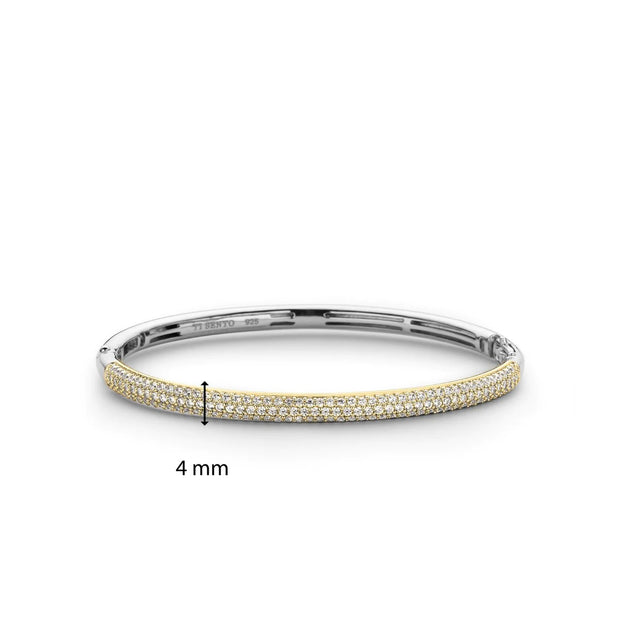 TI SENTO - GOLD PLATED CUBIC ZIRCONIA BANGLE BRACELET