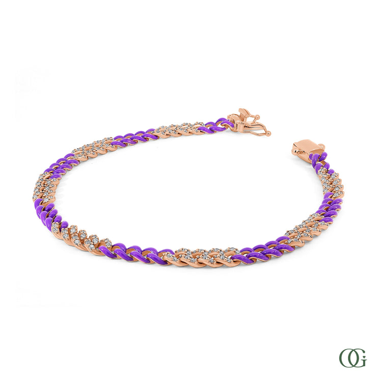 PAVE DIAMOND & PURPLE CHAIN BRACELET