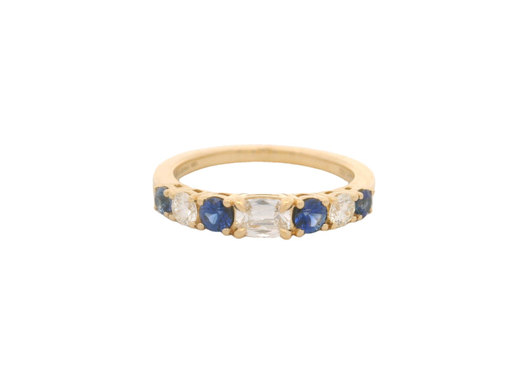 YELLOW GOLD DIAMOND & SAPPHIRE BAND