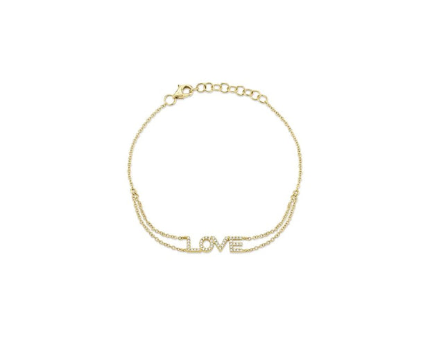 SHY CREATION - YELLOW GOLD PAVE DIAMOND LOVE BRACELET