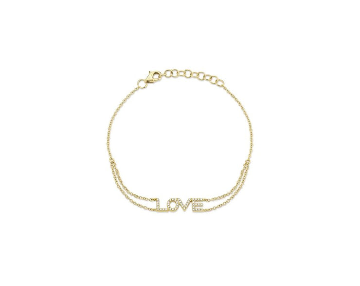 SHY CREATION - YELLOW GOLD PAVE DIAMOND LOVE BRACELET