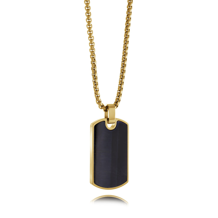 BLUE TIGER’S EYE DOG TAG PENDANT