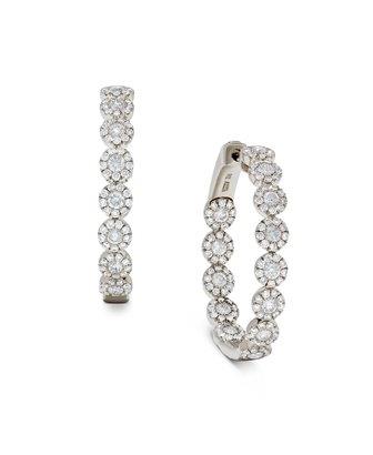 ROUND CLUSTER DIAMOND IN & OUT HOOP EARRINGS - 1 2/3 CT