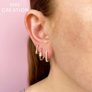 Shy Creation - Oval Diamond Hoop Earrings