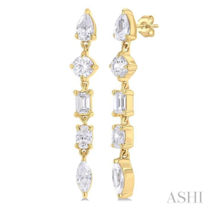 MULTI SHAPE DIAMOND DANGLE EARRINGS