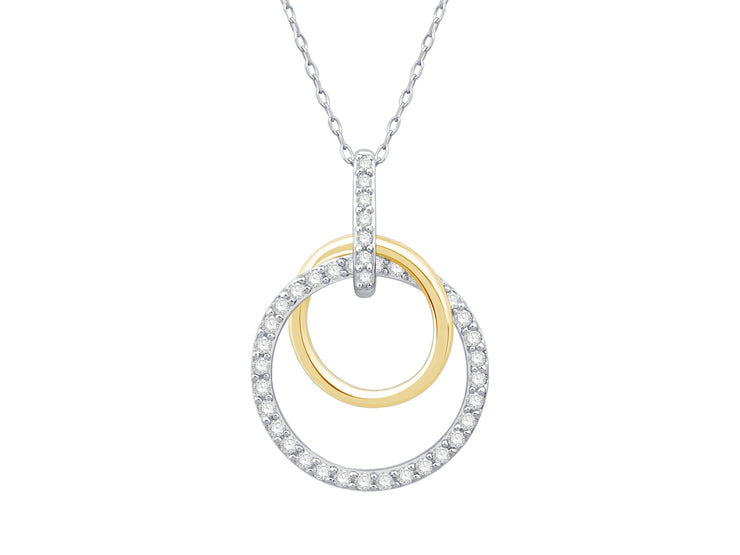 TWO TONE DIAMOND CIRCLE NECKLACE