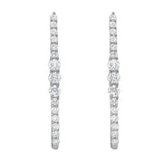 ELONGATED OVAL GRADUATED DIAMOND HOOP EARRINGS