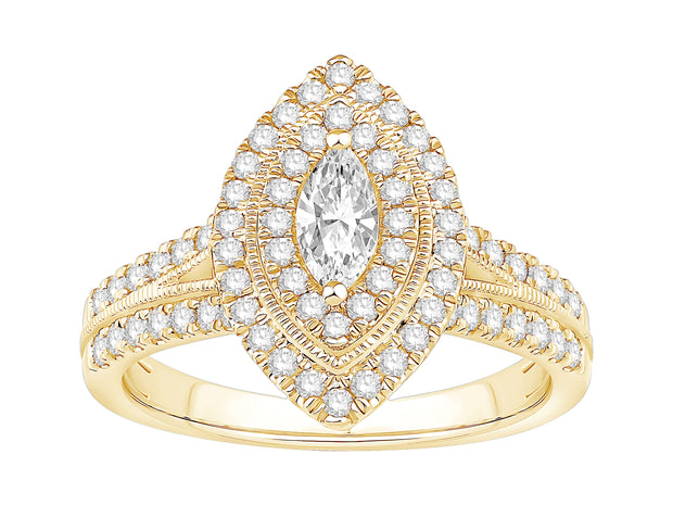 DOUBLE HALO MARQUISE DIAMOND ENGAGEMENT RING