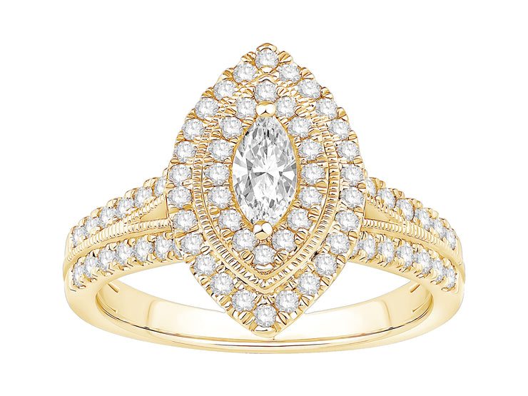 DOUBLE HALO MARQUISE DIAMOND ENGAGEMENT RING