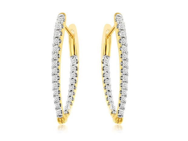 MARQUISE SHAPE DIAMOND HOOP EARRINGS