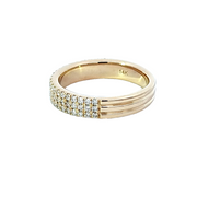 YELLOW GOLD DIAMOND THREE ROW RING