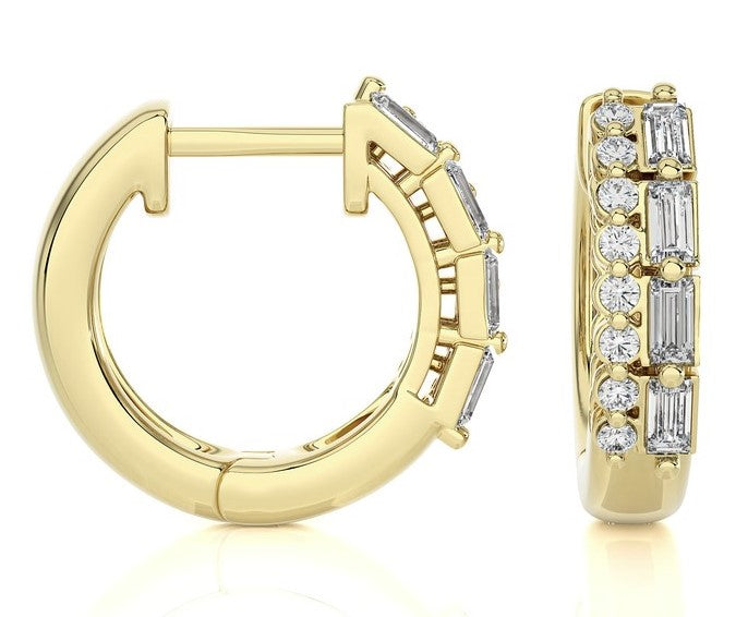 DOUBLE ROW DIAMOND HOOP EARRINGS