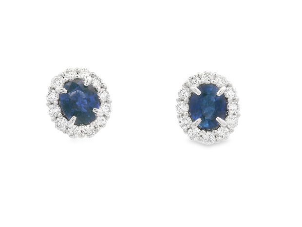 SAPPHIRE & DIAMOND POST EARRINGS