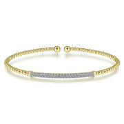 GABRIEL & CO - 14K Yellow Gold Bujukan Split Cuff Bracelet with Diamond Pave Bar