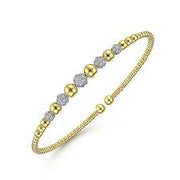 GABRIEL & CO - PAVE DIAMOND BEADED BANGLE BRACELET