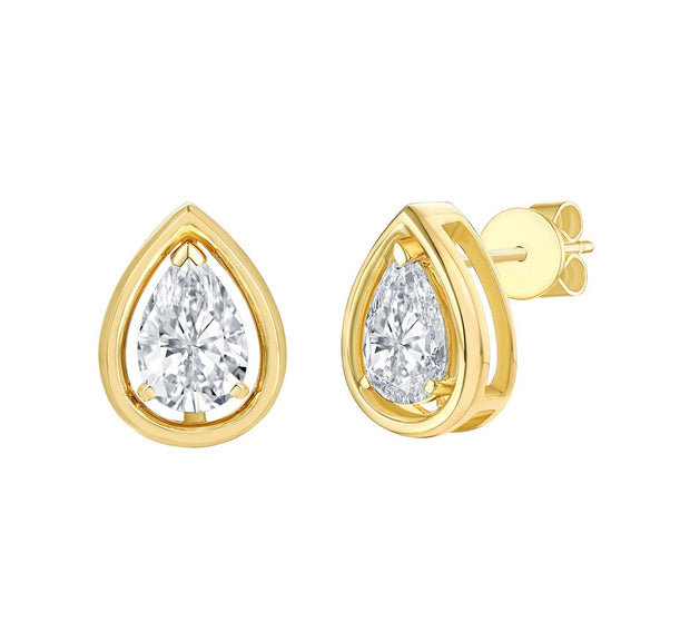 GOLD FRAME DIAMOND STUD EARRINGS – 2 TCW