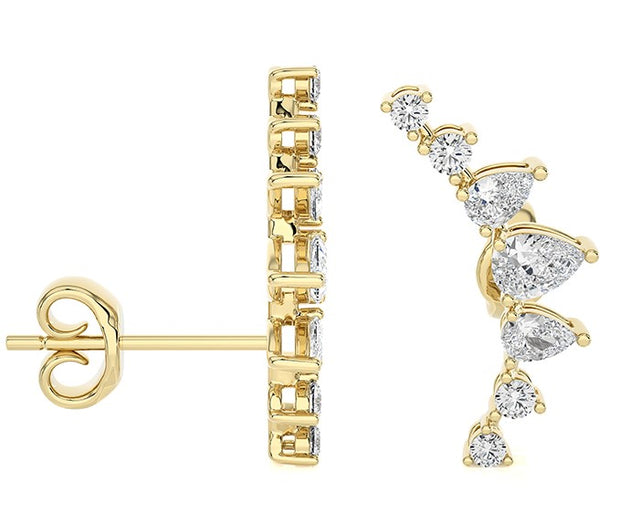 PEAR DIAMOND EAR CRAWLER EARRINGS