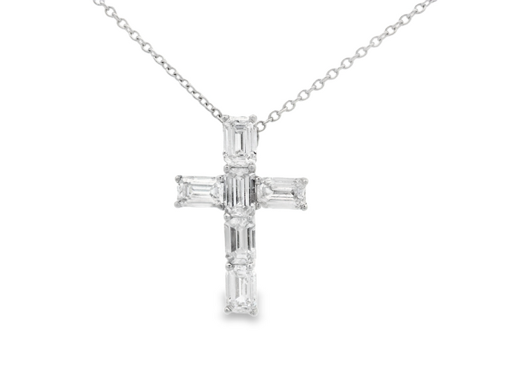 Emerald Diamond Cross Pendant