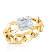 CURB CHAIN DIAMOND CLUSTER RING