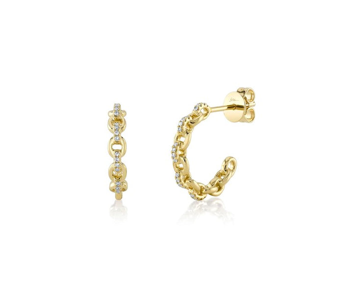 SHY CREATION - DIAMOND CHAIN LINK HOOP EARRINGS