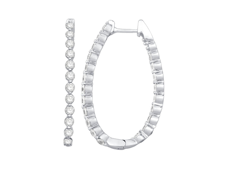 DIAMOND IN & OUT OVAL HOOP EARRINGS - 1 1/2 CT