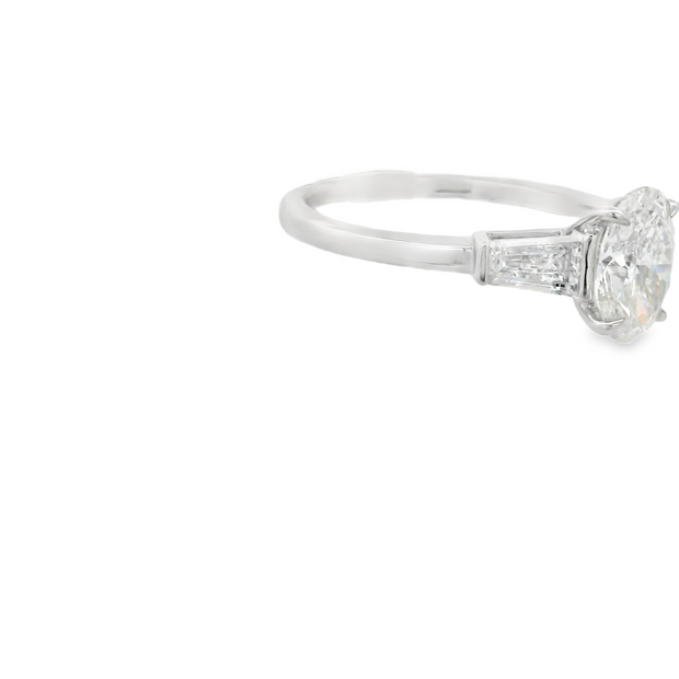 3 Stone Oval & Baguette Lab Grown Diamond Engagement Ring