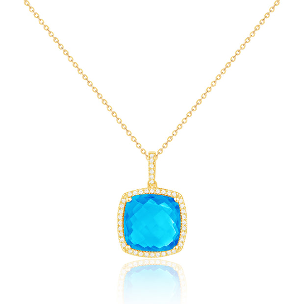 LUVENTE - BLUE TOPAZ & DIAMOND PENDANT