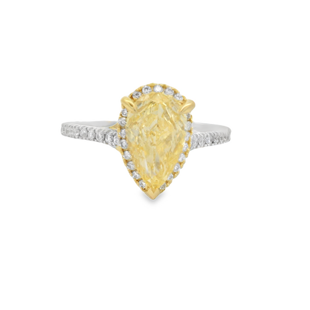 PEAR SHAPED YELLOW DIAMOND RING