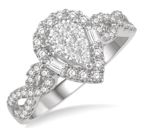 ASHI - DIAMOND CLUSTER ENGAGEMENT RING - 0.55 TCW