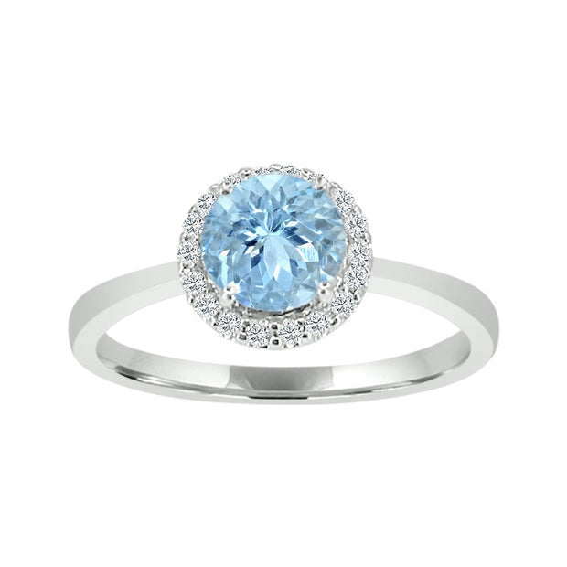 AQUAMARINE & DIAMOND RING